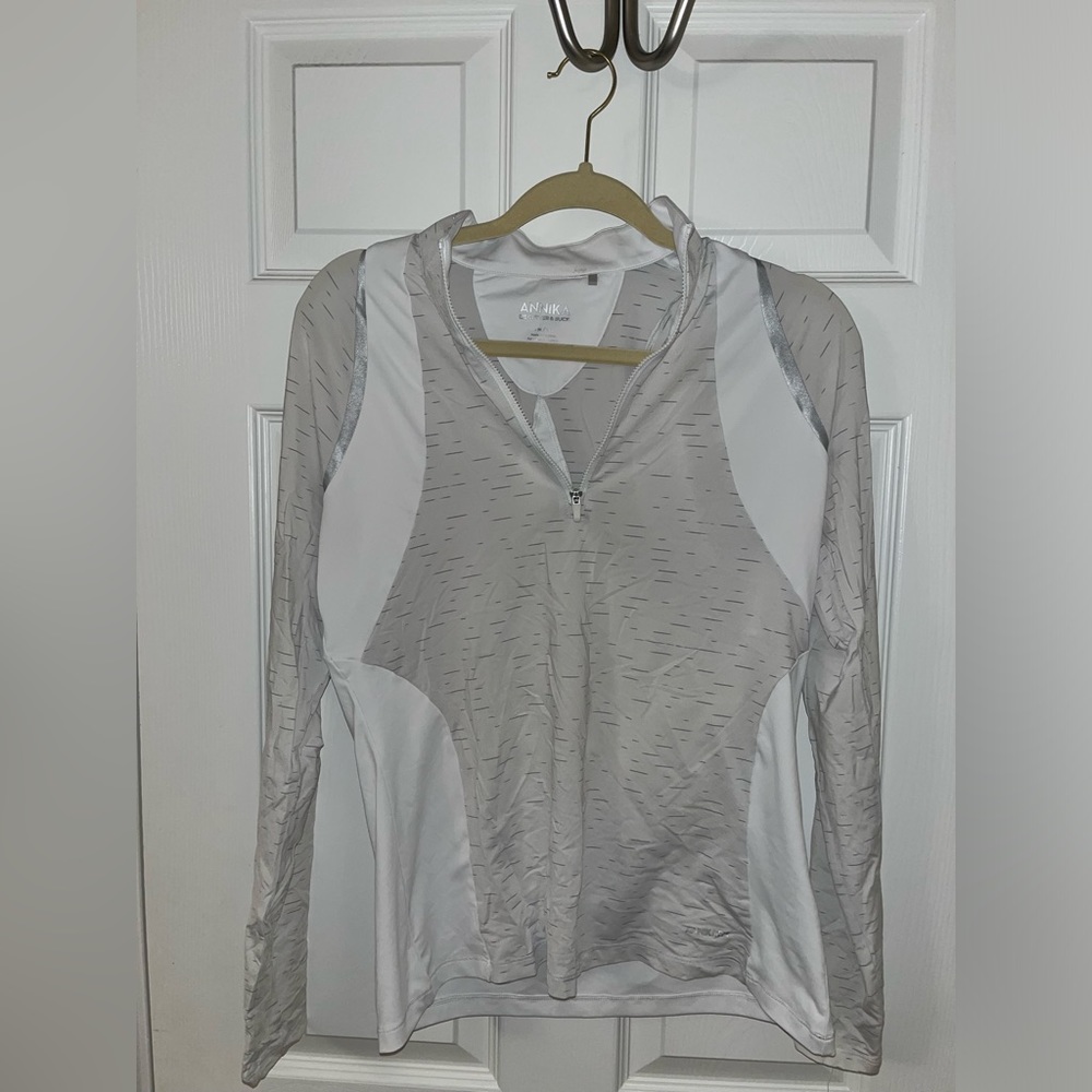 White and Grey Golf Quarter Zip